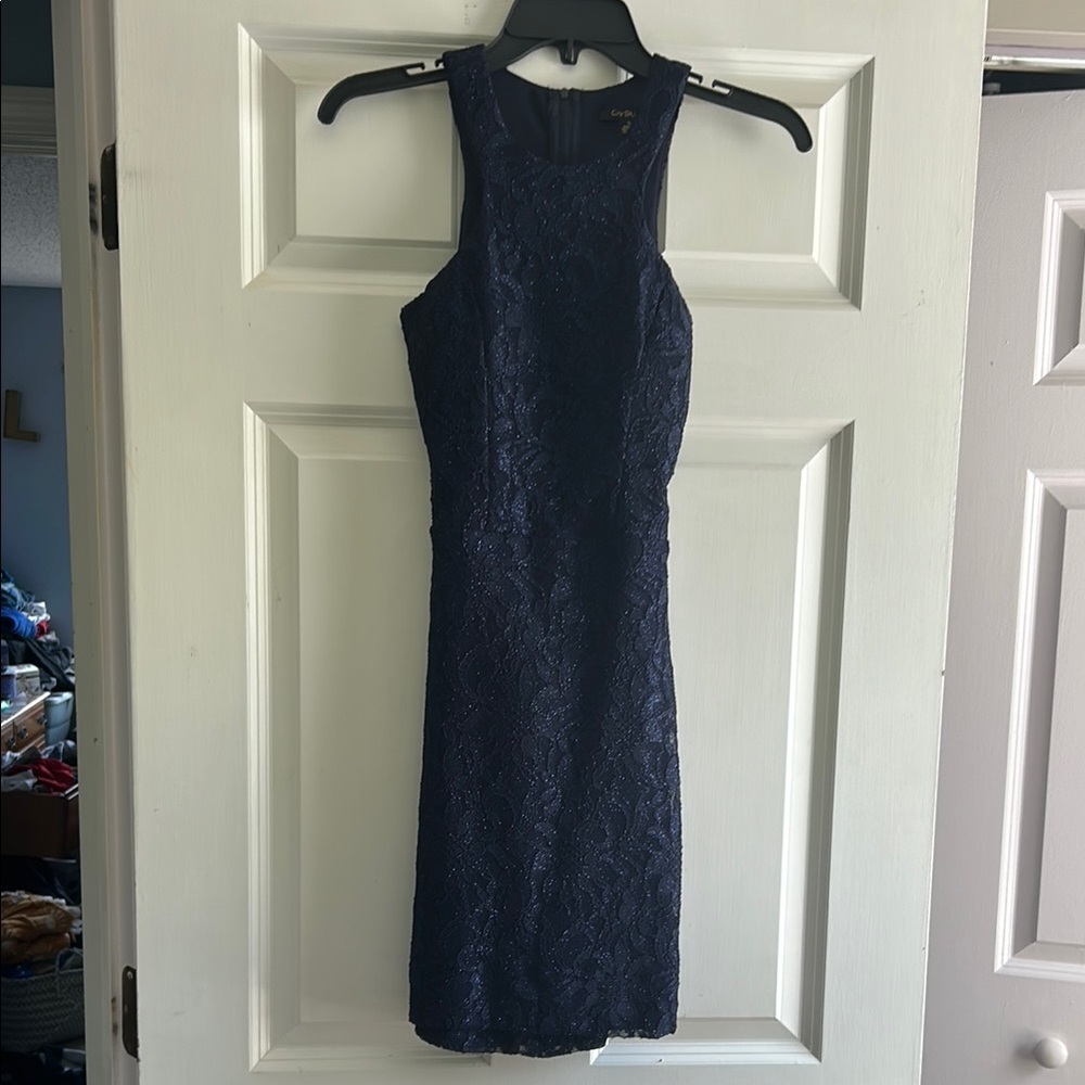 Elegant Navy Lace Dress